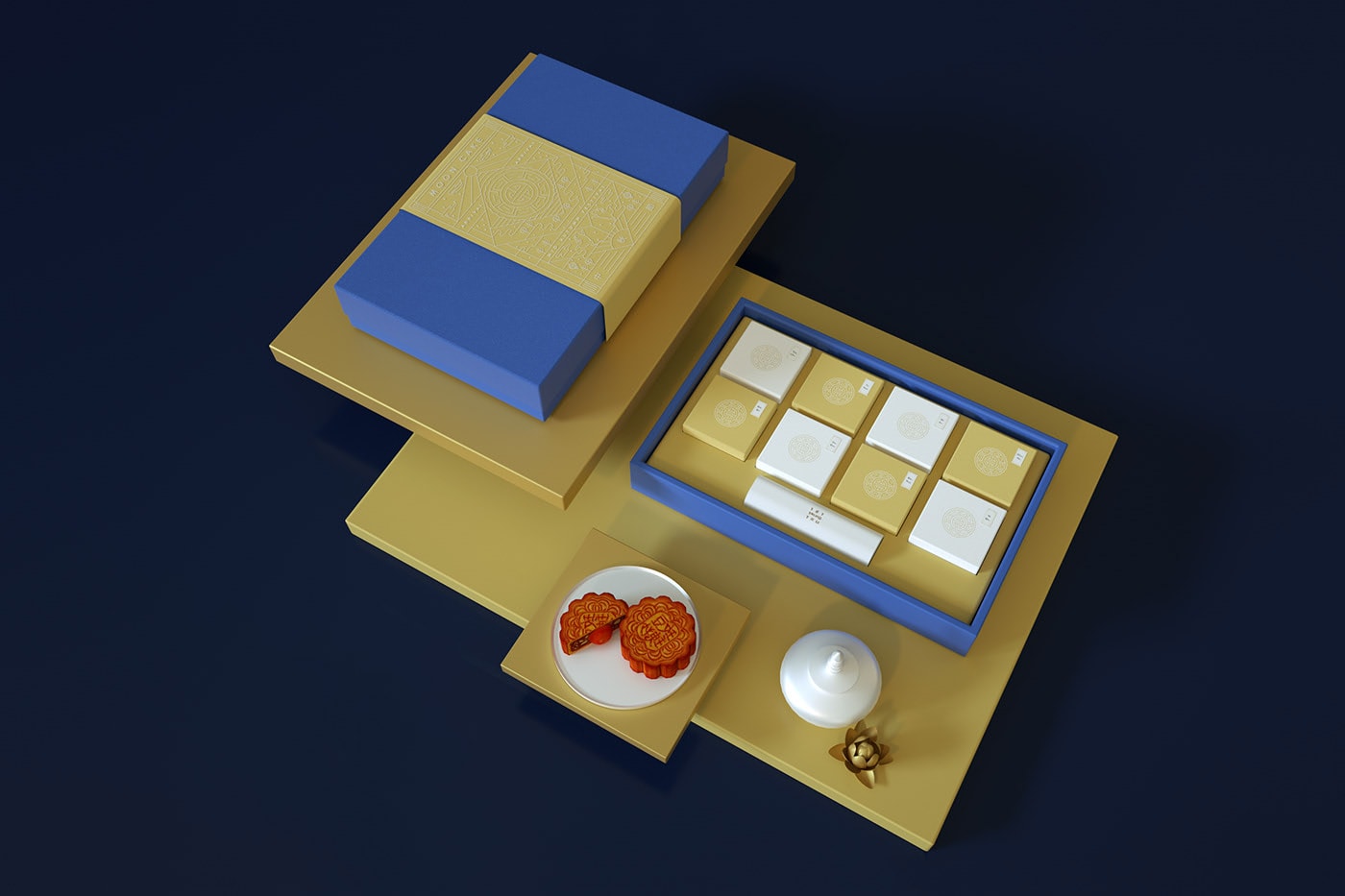 精品越南傳統(tǒng)月餅品牌VI設計——創(chuàng)意插畫包裝設計，食品VI設計，食品包裝設計，深圳VI設計，左右格局